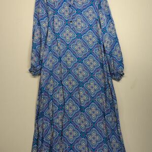 Boden Women's Size 8R Blue Medallion Print Jasmine Midi Dress No Belt